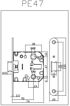 Corps de serrure PE47